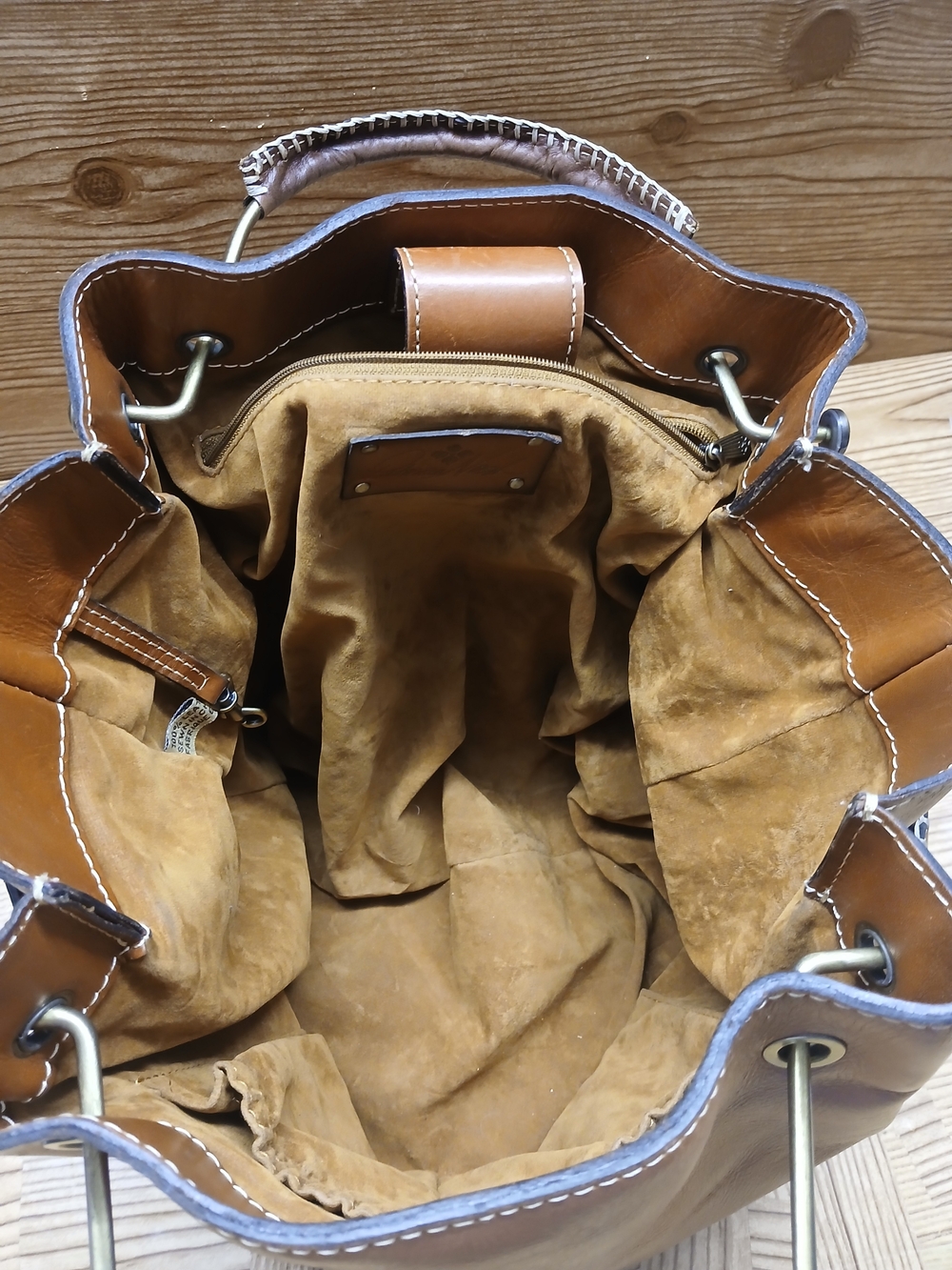Patricia Nash Cognac Brown Leather Shoulder Tote with Top Handles - Picture 16 of 16